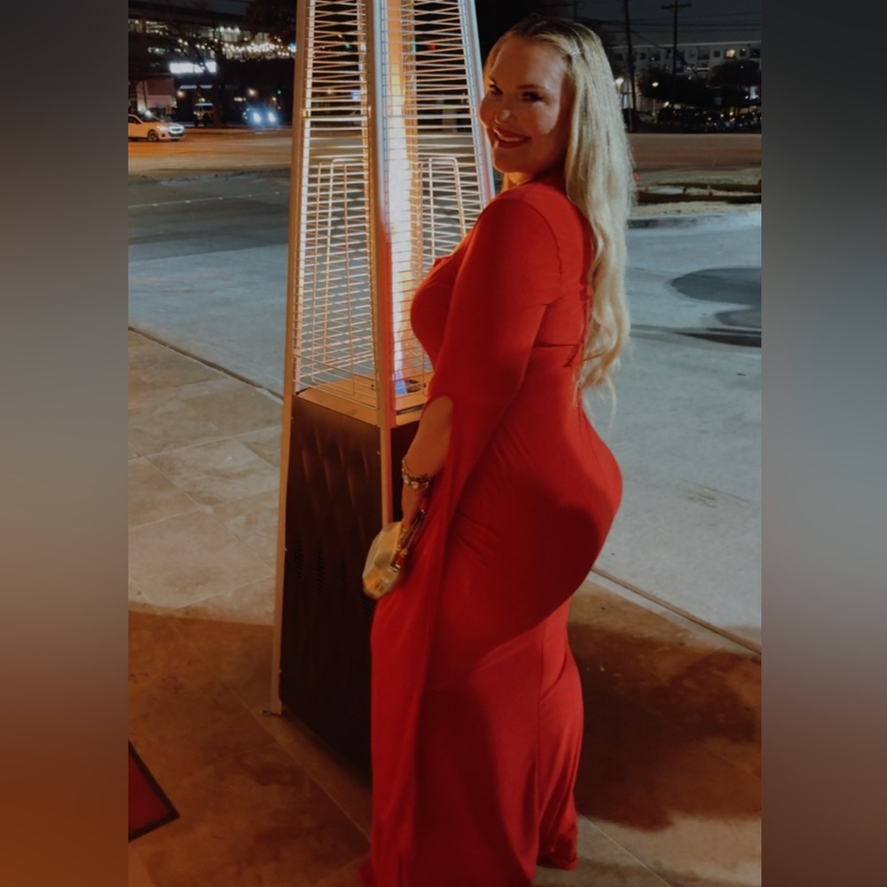 Vibrant Red Long Sleeve Dress
